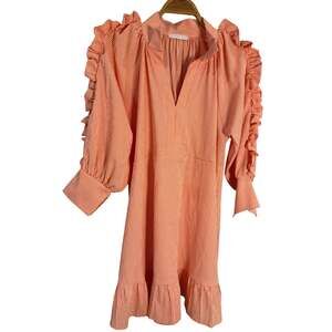 Karlie Orange White Gingham Check Dress Med
